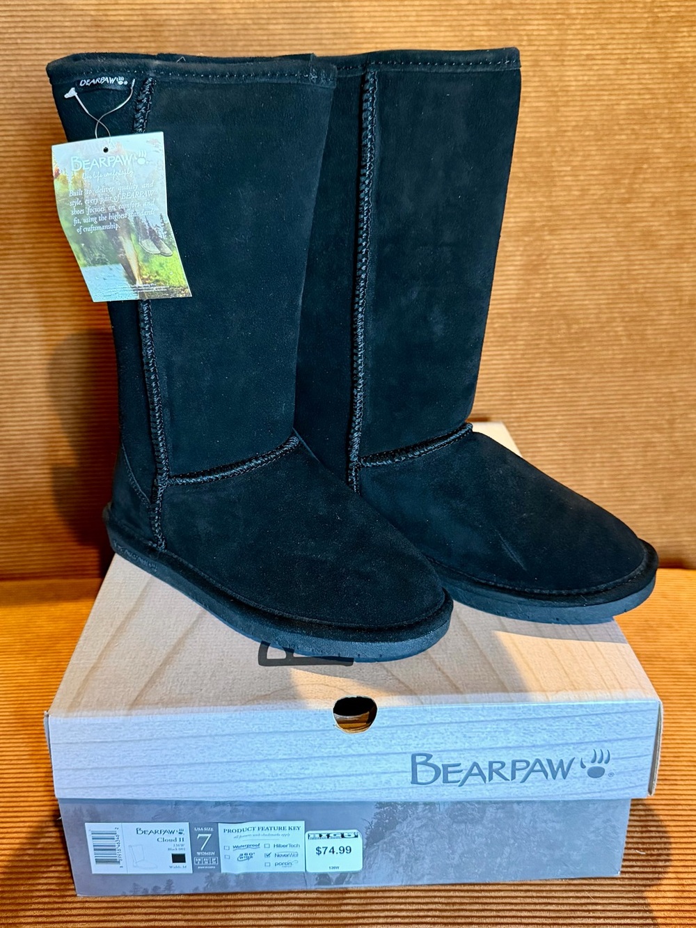 BearPaw Women's Black Suede Mid-Calf Winter Boots